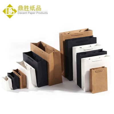 Wholesale ready stock 260gsm brown black white kraft paper shopping bag in 8 sizes