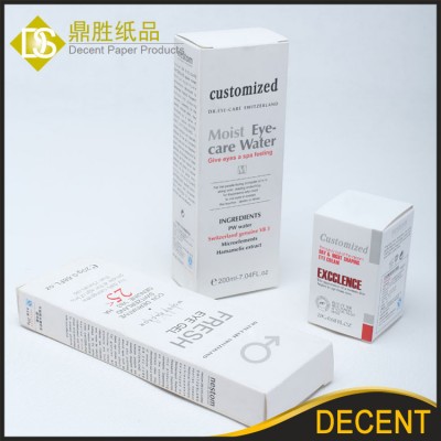 Colored cosmetics eye care water cardboard box custom printing