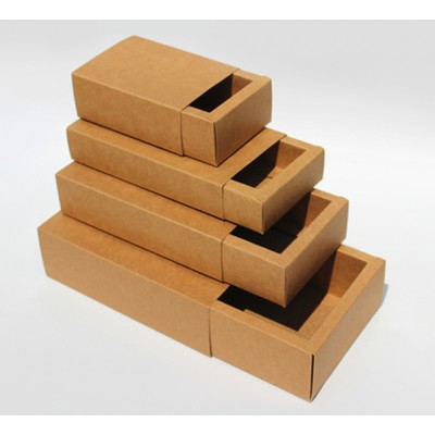 Wholesale ready stock 12 sizes 350 gsm foldable cake cookie food Kraft Brown Drawer Boxes