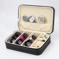 Ready Stock New Black PU Leather Zipper Travel Jewelry Sun Glasses Box Case Wholesale