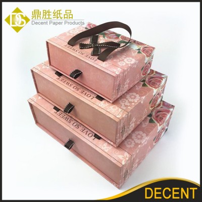 Ready Stock Color Printed Rigid Cardboard Drawer Flower Gift Boxes