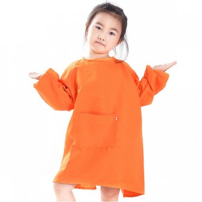 Blue Yellow Red Black Green Brown Orange Breathable Polyester Fabric Kids Overall Apron Customized Logo Free Printing